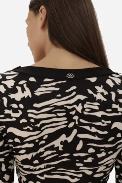 Cuplé Vestido cenefa punto Estampado blanco Clearance