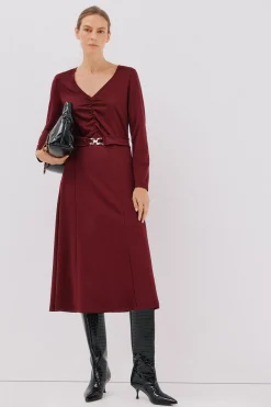 Cortefiel Vestido cinturón Vino Online