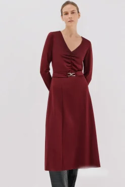 Cortefiel Vestido cinturón Vino Online