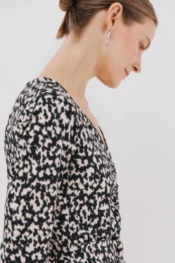 Cortefiel Vestido cinturón Estampado blanco Clearance