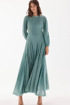 TFP by Tamara Falcó Vestido combinado de encajes Azul