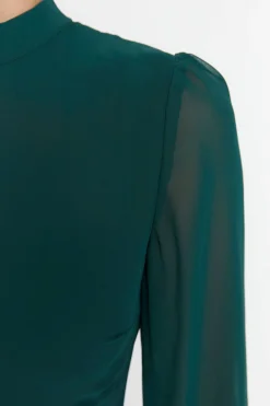Trendyol Vestido con cuello alto y forro verde