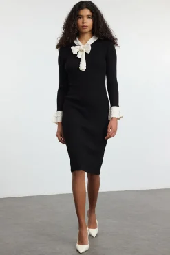 Trendyol Vestido con detalle de lazo negro Hot