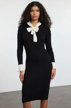 Trendyol Vestido con detalle de lazo negro Hot