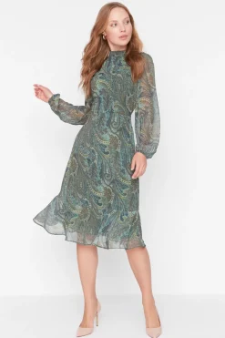 Trendyol Vestido con volantes verde Sale