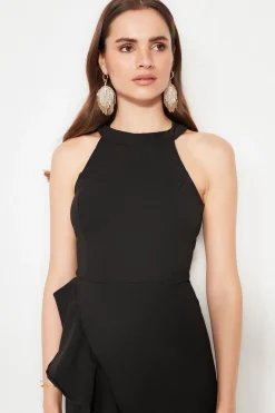 Trendyol Vestido con volantes negro Clearance