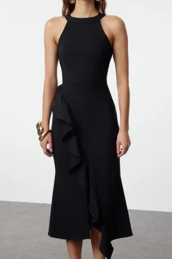 Trendyol Vestido con volantes negro Clearance