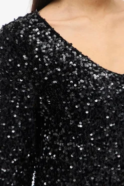 Vila Vestido corto con lentejuelas Negro Discount