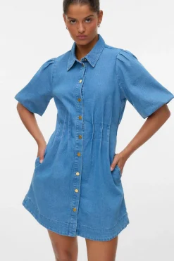 Vero Moda Vestido corto de algodón Azul Clearance