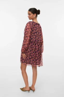 Vero Moda Vestido corto de gasa Estampado rojo Clearance