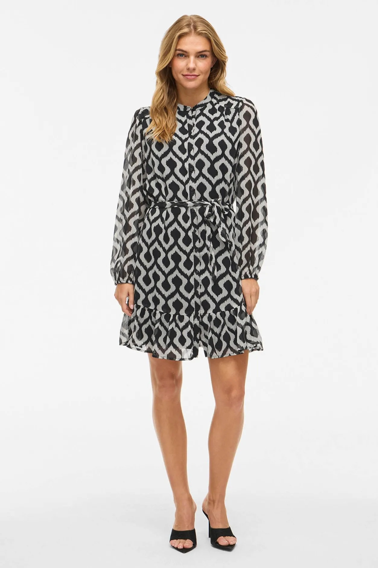 Vila Vestido corto de gasa Estampado gris Online