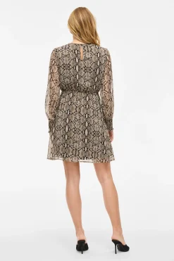 Vila Vestido corto de gasa estampado de serpiente Marr&oacute;n oscuro Online