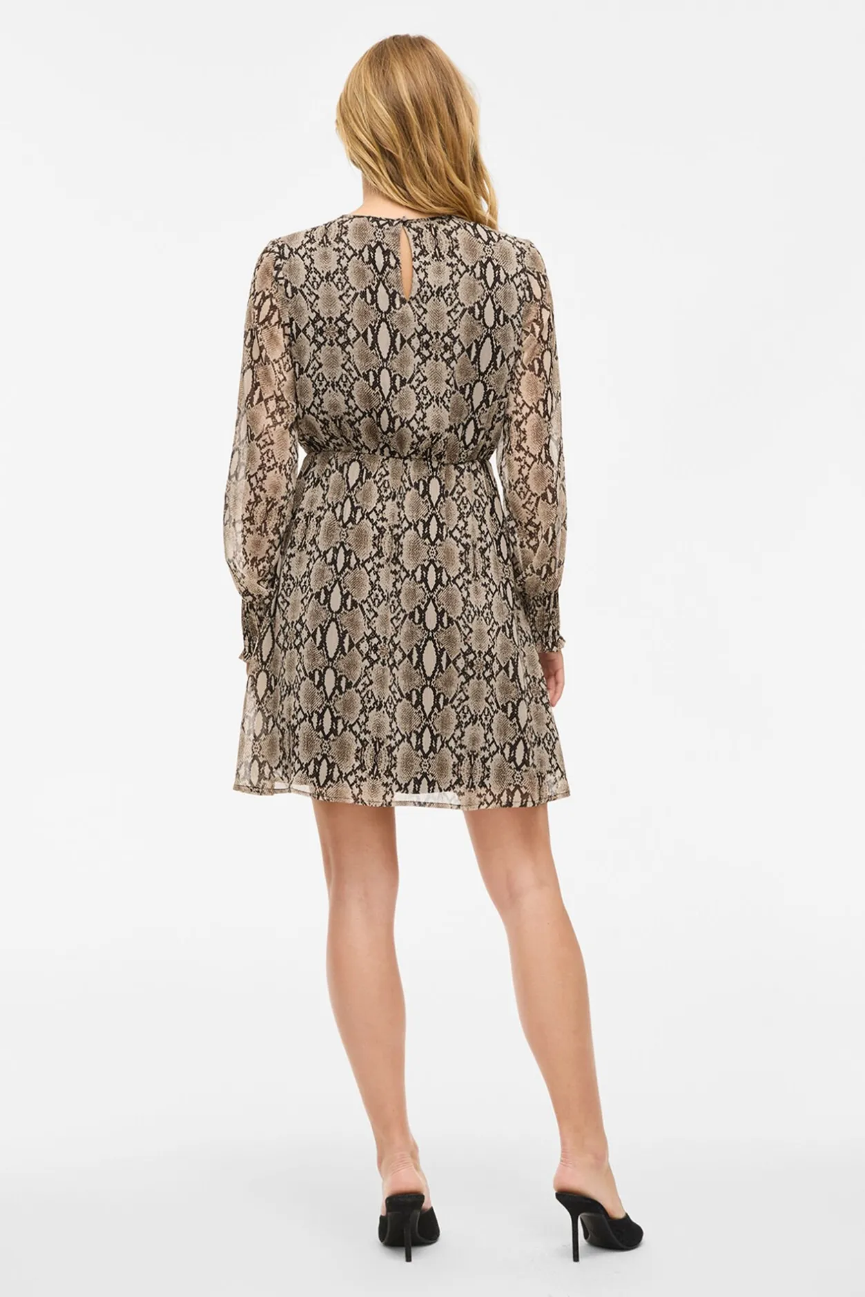 Vila Vestido corto de gasa estampado de serpiente Marr&oacute;n oscuro Online