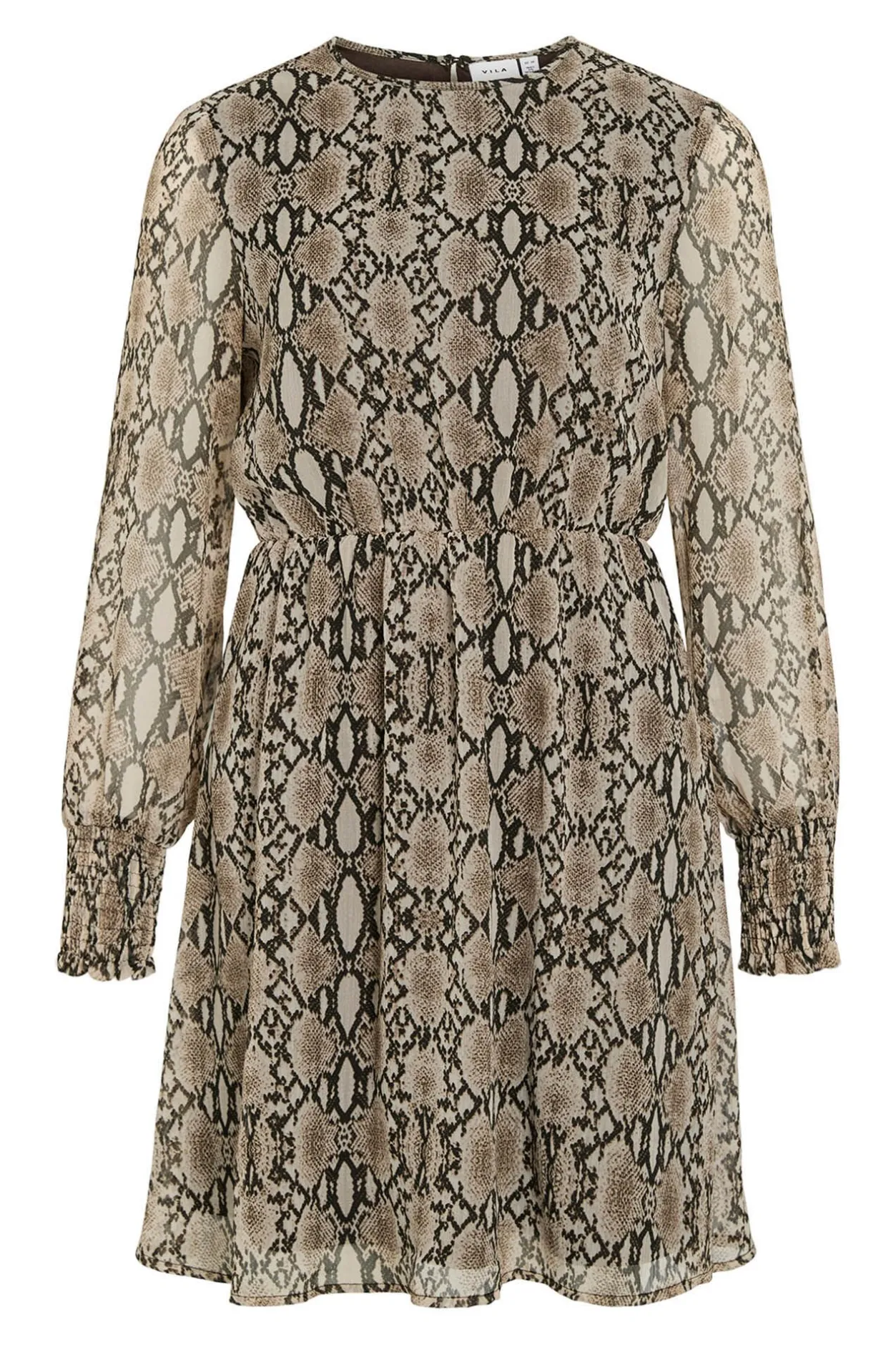Vila Vestido corto de gasa estampado de serpiente Marr&oacute;n oscuro Online