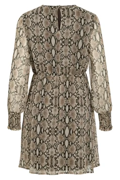 Vila Vestido corto de gasa estampado de serpiente Marr&oacute;n oscuro Online