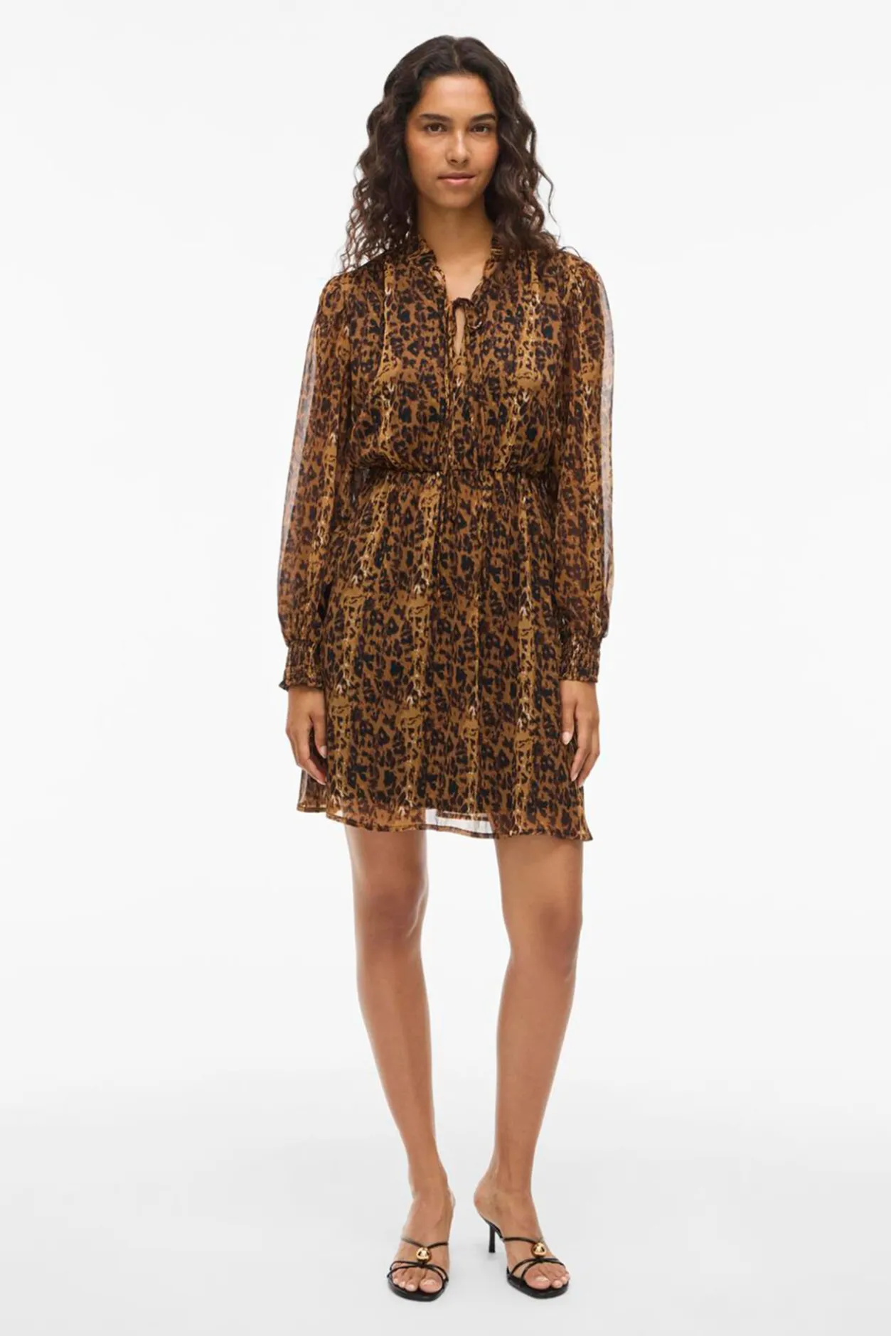 Vila Vestido corto de gasa estampado Marrón Sale