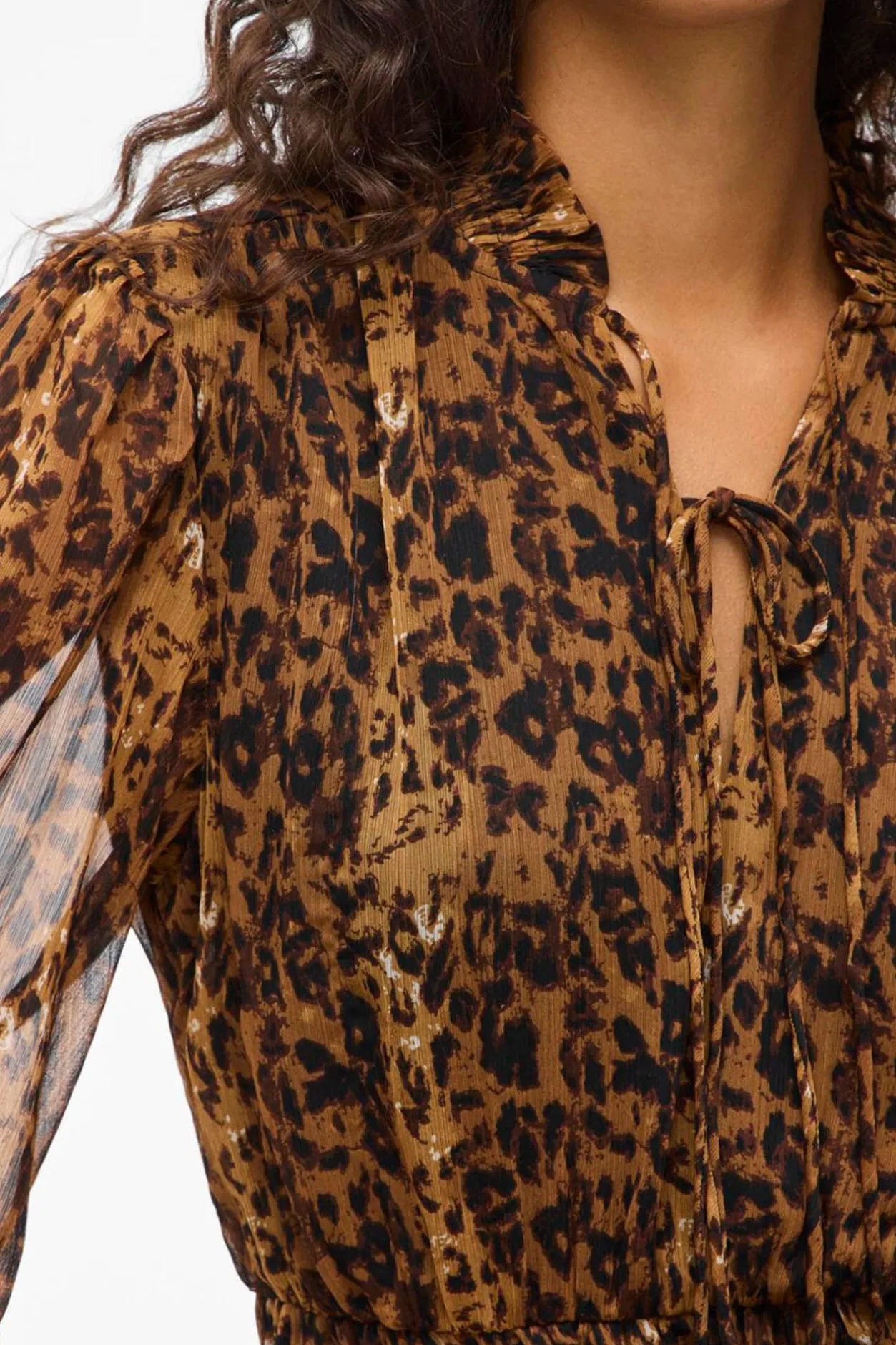 Vila Vestido corto de gasa estampado Marrón Sale