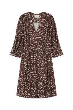 Grace & Mila Vestido corto de manga 3/4 Estampado marr&oacute;n Online