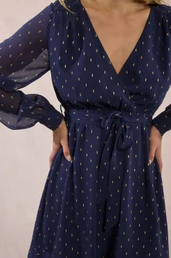 Molly Bracken Vestido corto de manga larga estampado Azul marino Sale