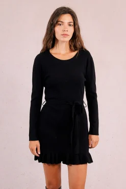 Molly Bracken Vestido corto de manga larga con lazada Negro Best