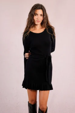 Molly Bracken Vestido corto de manga larga con lazada Negro Best