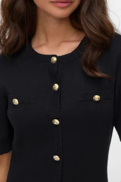 Vero Moda Vestido corto de punto y botones dorados Negro Sale