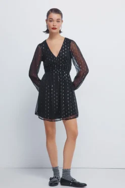 Springfield Vestido corto detalles lurex negro Discount