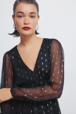 Springfield Vestido corto detalles lurex negro Discount