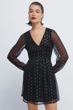 Springfield Vestido corto detalles lurex negro Discount