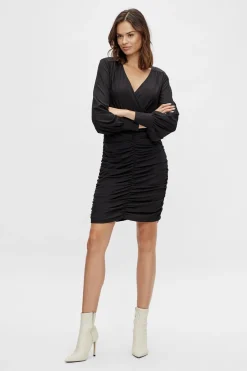 Vila Vestido corto entallado fruncido Negro Best