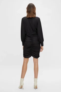 Vila Vestido corto entallado fruncido Negro Best