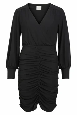 Vila Vestido corto entallado fruncido Negro Best