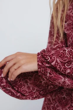 Springfield Vestido corto estampado boho burdeos Online