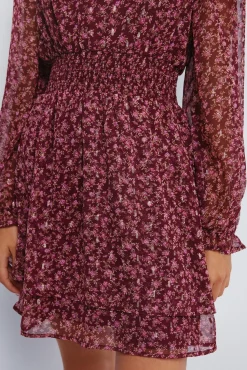 Springfield Vestido corto estampado falda doble capa naranja Online