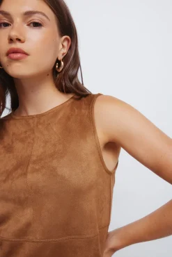 Springfield Vestido corto evasé antelina nude Clearance