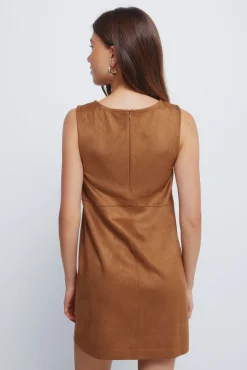 Springfield Vestido corto evasé antelina nude Clearance