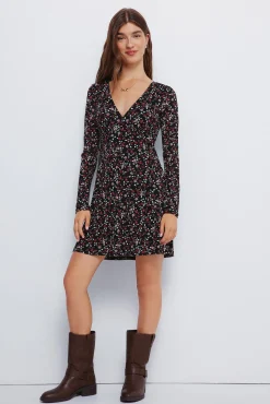 Springfield Vestido corto flores negro Hot