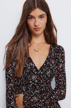 Springfield Vestido corto flores negro Hot