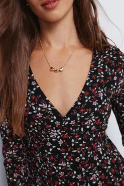 Springfield Vestido corto flores negro Hot