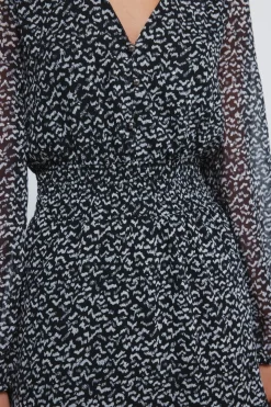 Springfield Vestido corto gasa estampado negro New