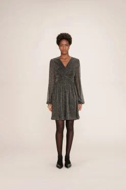 Grace & Mila Vestido corto gasa lúrex Gris Hot