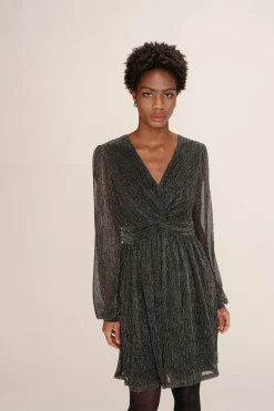 Grace & Mila Vestido corto gasa lúrex Gris Hot