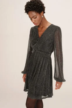 Grace & Mila Vestido corto gasa lúrex Gris Hot