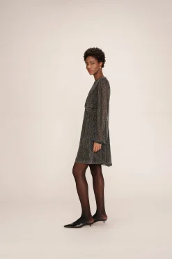 Grace & Mila Vestido corto gasa lúrex Gris Hot