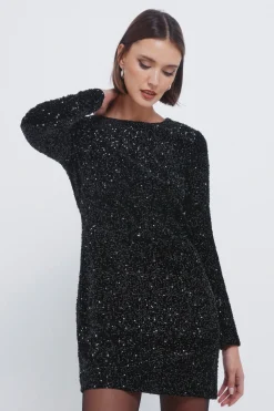 Springfield Vestido corto lentejuelas negro