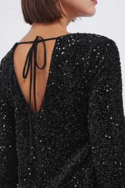 Springfield Vestido corto lentejuelas negro