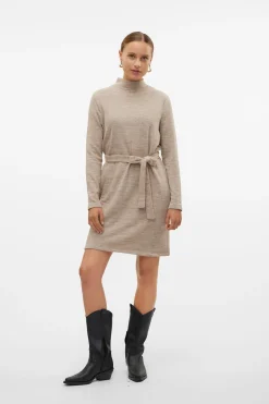 Vero Moda Vestido corto manga larga Marr&oacute;n Clearance
