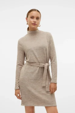 Vero Moda Vestido corto manga larga Marr&oacute;n Clearance