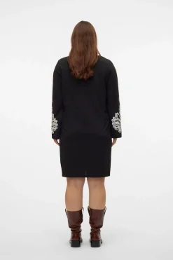 Vero Moda Curve Vestido corto manga larga Curve Negro New