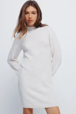 Springfield Vestido corto punto cable knit nude Clearance